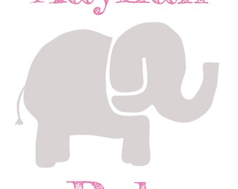 Unframed Handmade Nursery Room Name Wall Art Print, Pink and Gray, Elephant, 8x10 or 8.5x11, Premium Photo Paper or Heavy Cardstock