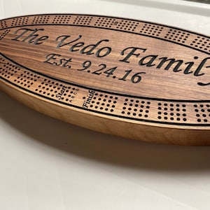 Cribbage Board, Family name, customize, 4 track, with pegs, peg storage, gift, anniversary, Christmas, holiday, Mother&#39;s Day, Father&#39;s Day
