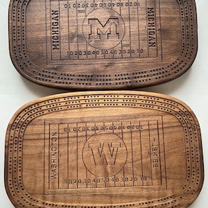 Customized Football Stadium Style, NFL, College, Father’s Day, Birthday, gift, Huskies, Wolverines Cribbage Board, Mother's day