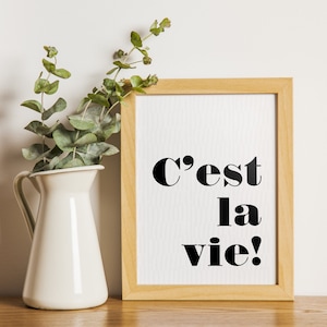 C&#39;est La Vie French Phrase Printable Wall Art Inspirational Motivational Quote Minimalist Boho Typography Instant Digital Download