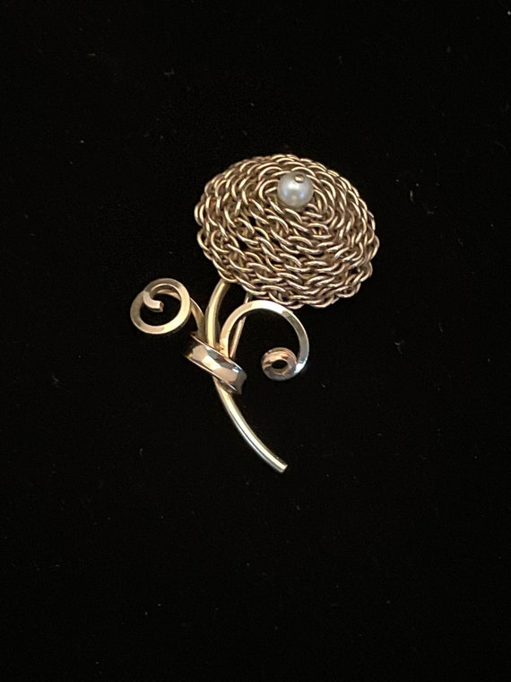 Vintage IPS 12K Gold Filled Rose Rope Brooch Pin