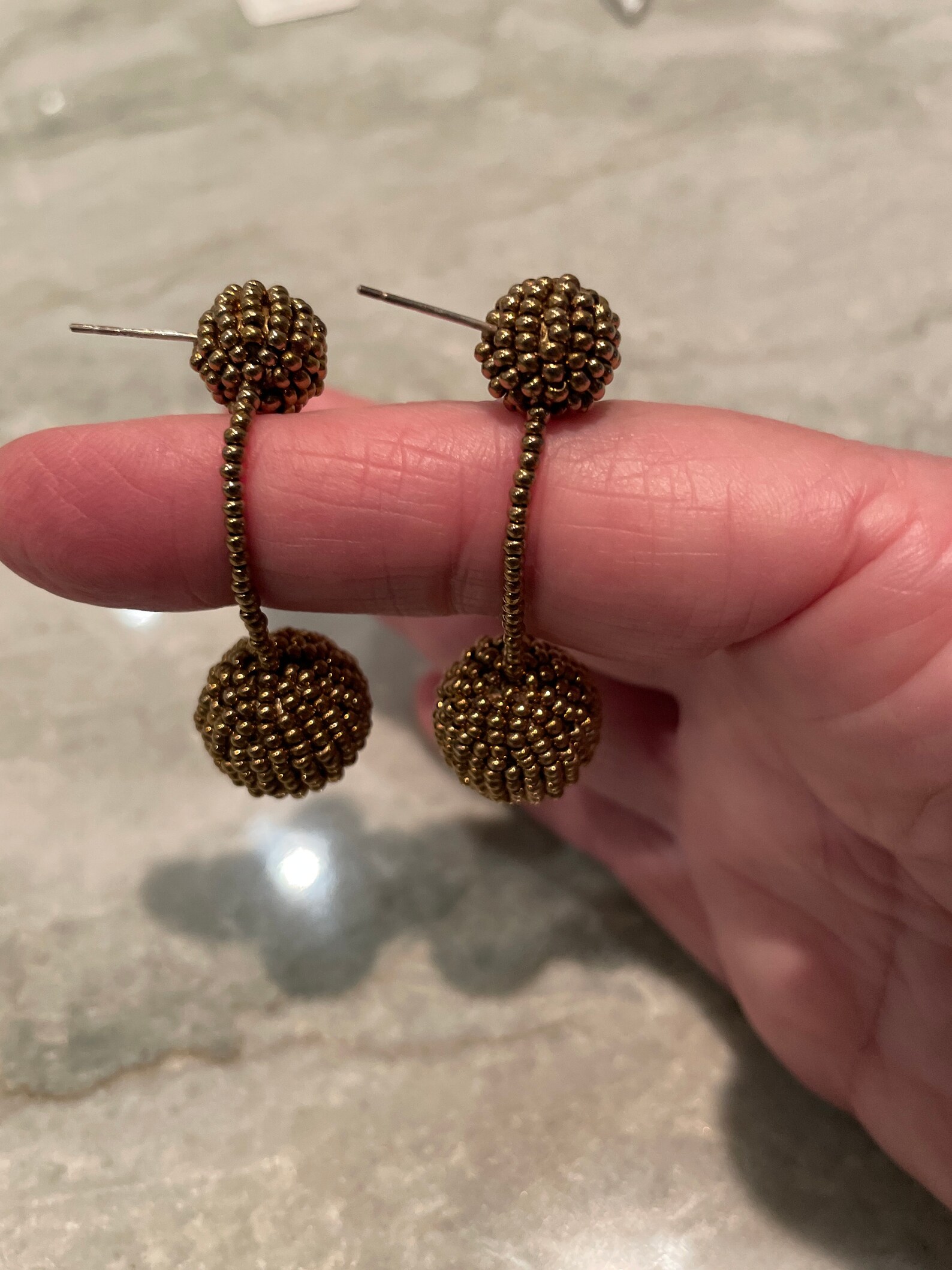 Vintage Beaded Ball Drop Earrings Marked 925 Etsy