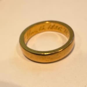 Antique Victorian 22k Gold Wedding Band, Engraved 1886, Size 4 (6g)