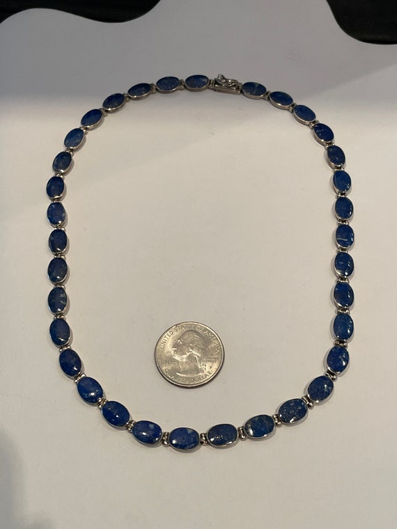 Sterling Lapis Lazuli Necklace and Earrings Oval … - image 10