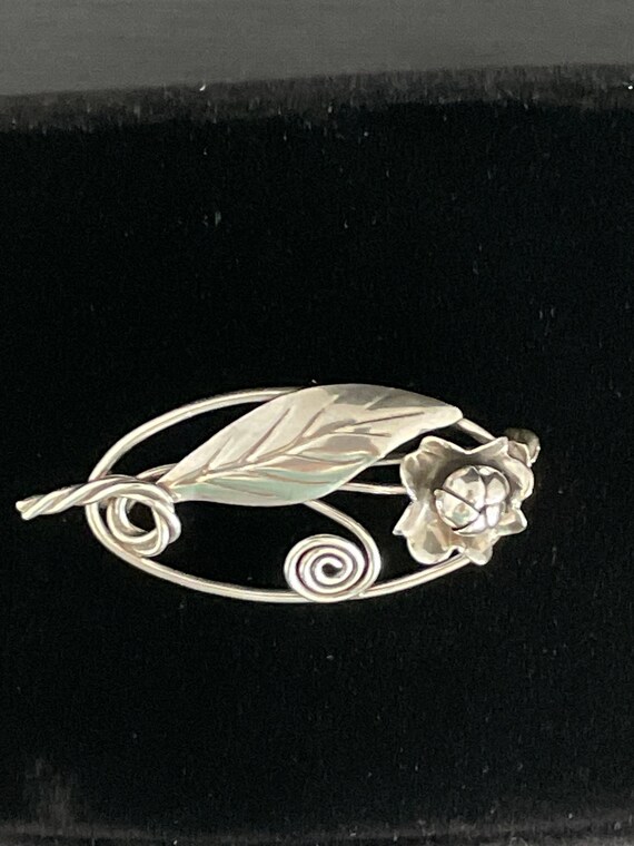 Sterling Hand Made Floral Pin Brooch Silver