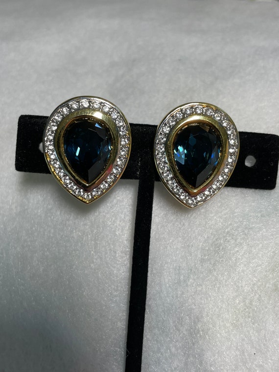 Vintage S.A.L. Earrings Sapphire Swarovski Crysta… - image 1