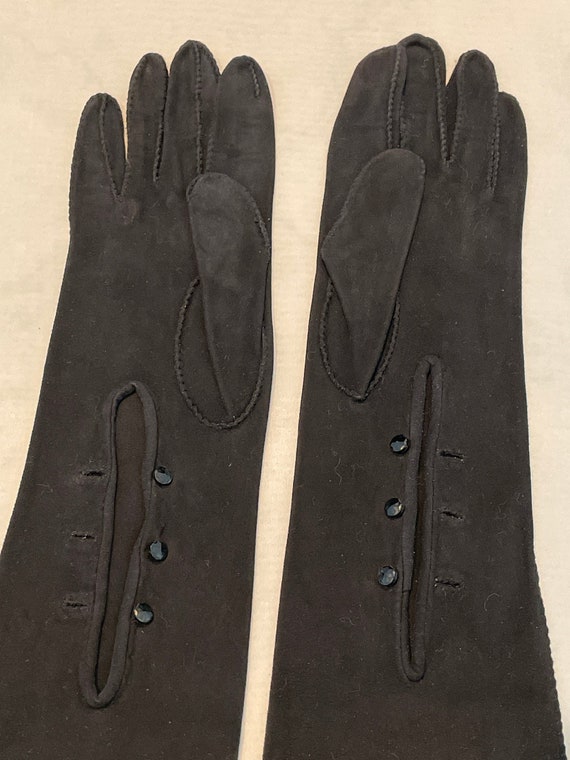 Vintage Black Suede Opera Evening Gloves