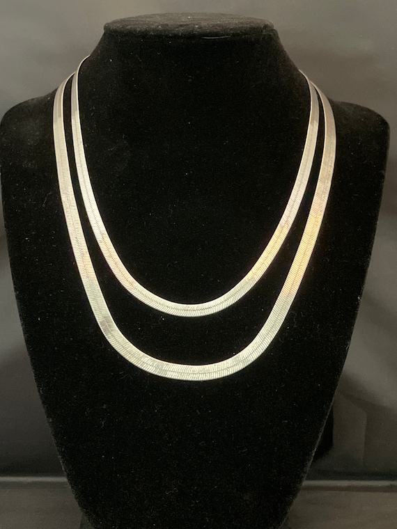 Two Sterling Silver Herringbone Necklaces Neckmess