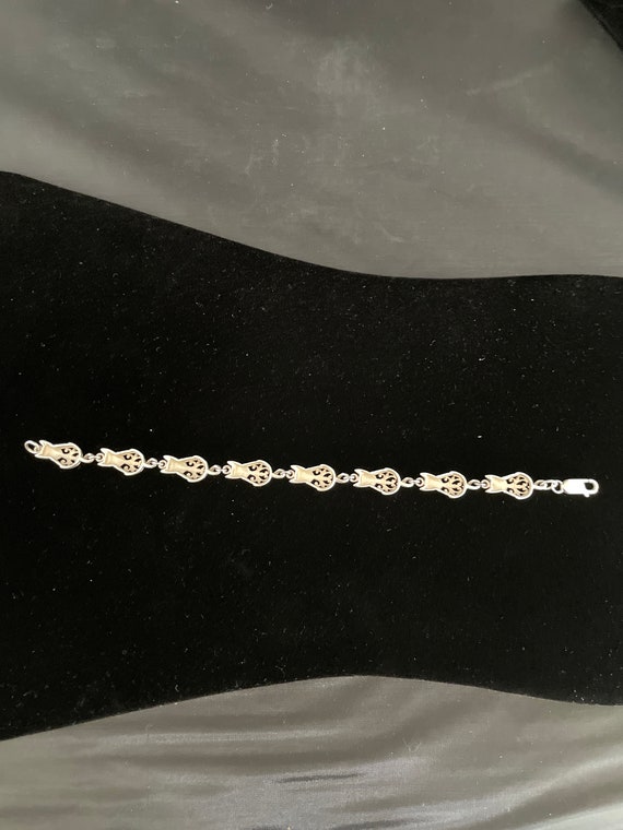Vintage Sterling Fish Shape Chain Link Bracelet - image 3