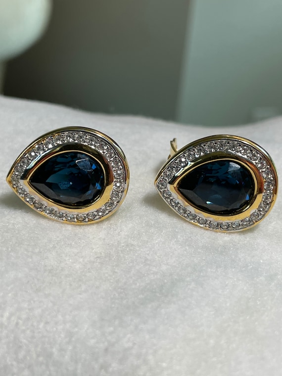 Vintage S.A.L. Earrings Sapphire Swarovski Crysta… - image 4