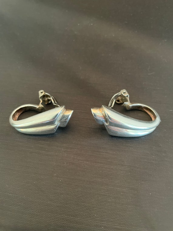 Mexico Sterling Silver Clip On Vintage Earrings M… - image 3