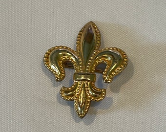Vintage 12k Gold Filled Fleur De Lis Repousse Chatelaine Pin Watch Pin