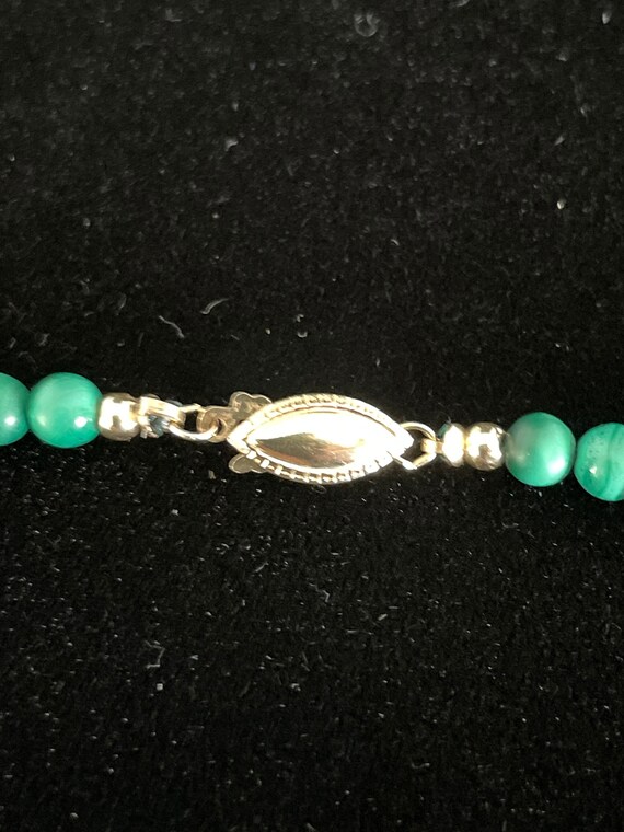 14K Gold Malachite Bar and Ball Necklace 22.5 inch - image 4
