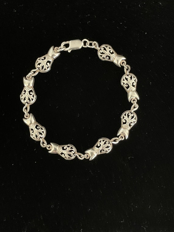 Vintage Sterling Fish Shape Chain Link Bracelet - image 1