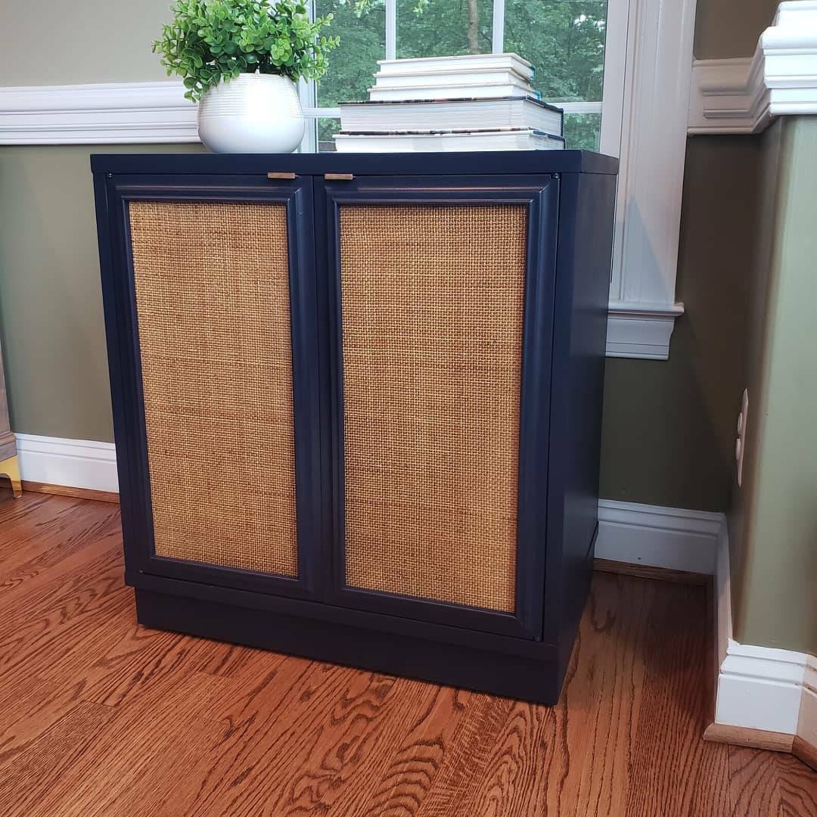 Refinished Vintage Wicker and Wood Accent Etsy