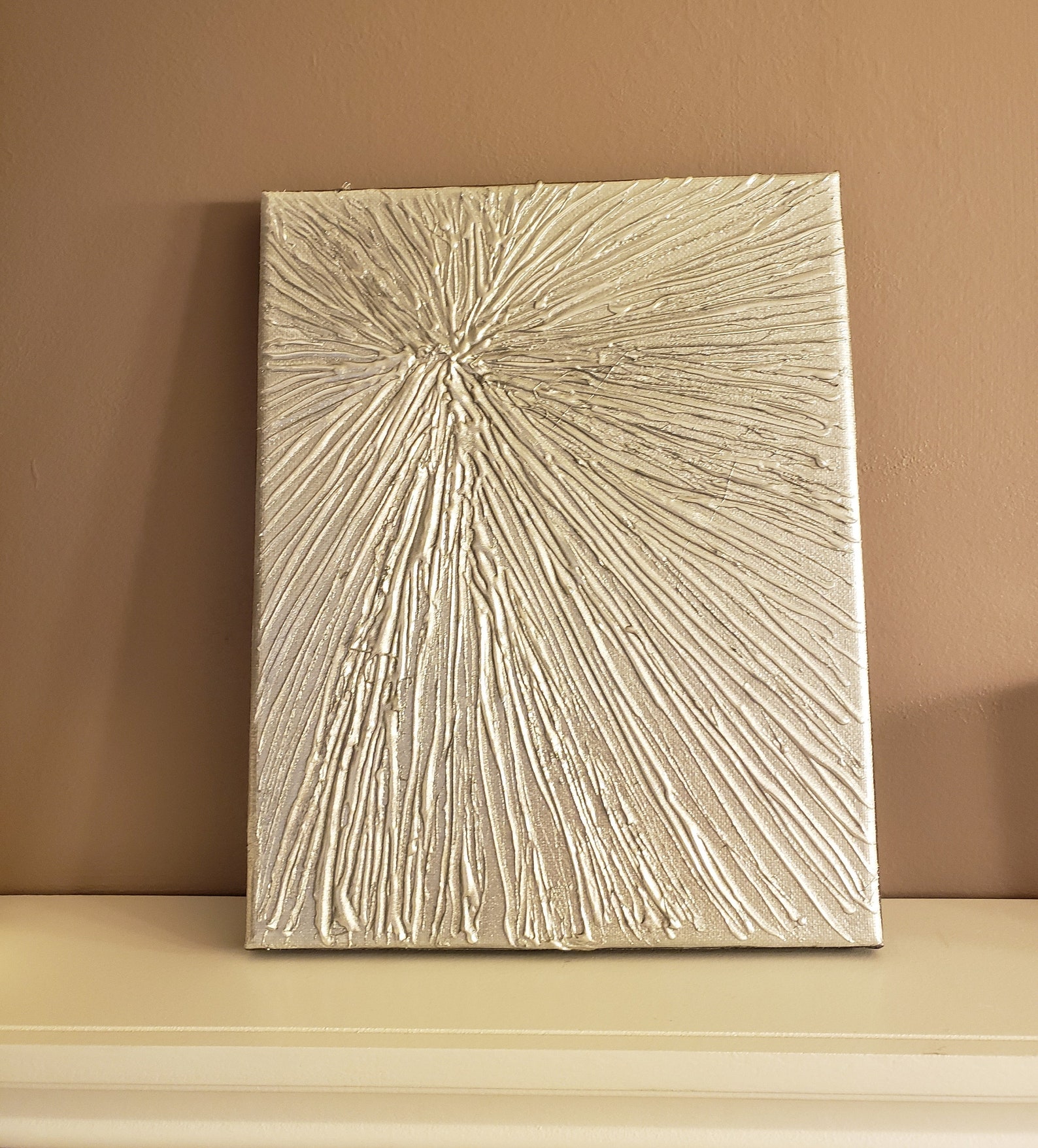 8 X 10 Silver High Gloss Sunburst Textured Art Wall Decor Etsy