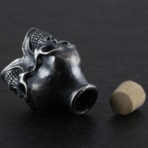 Skull Bottle - Sterling Silver Triple Skull Bottle - Silver Skull Bottle - Memento Mori
