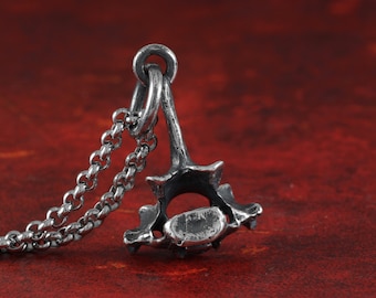 Vertebra Necklace - Sterling Silver Squirrel Vertebra Pendant - Silver Bone Pendant