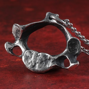 Vertebra Necklace - Sterling Silver Vertebra Pendant - Silver Cervical Vertebra