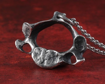 Vertebra Necklace - Sterling Silver Vertebra Pendant - Silver Cervical Vertebra