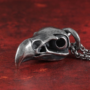 Eagle Skull Necklace - Sterling Silver Eagle Skull Pendant - Bird Skull Necklace
