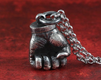 Fist Pendant - Sterling Silver Fist Necklace - Fighter Pendant