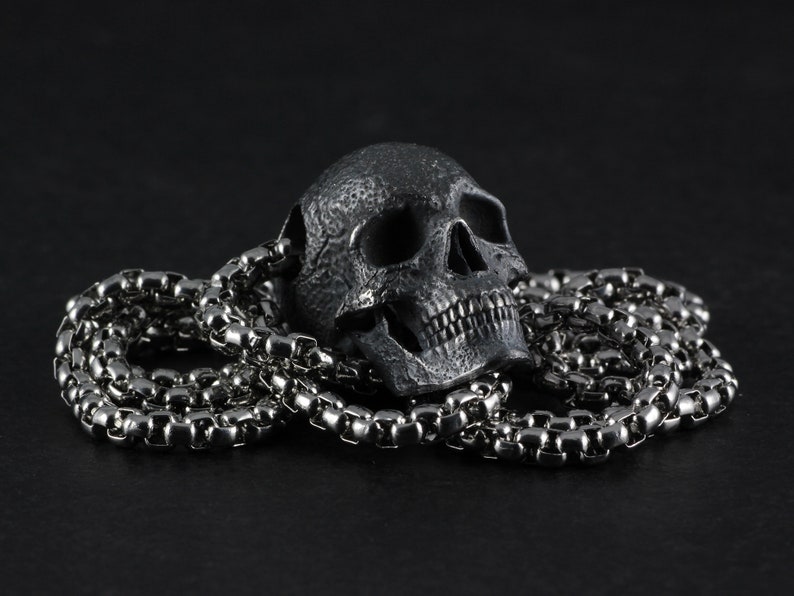 Skull Necklace - Sterling Silver Human Skull Pendant - Fine Skull Jewelry image 9