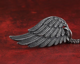 Vleugel ketting - Sterling zilveren Raven vleugel hanger - zilveren engel vleugel ketting