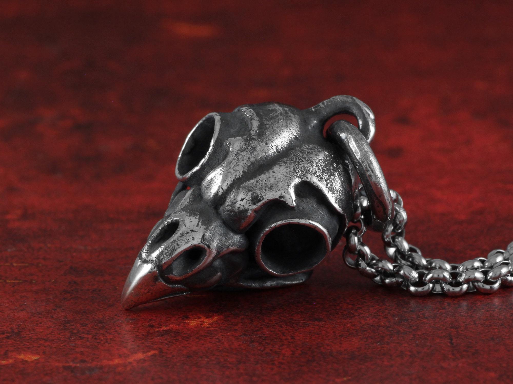 Owl Skull Necklace - Sterling Silver Owl Skull Pendant - Silver Owl Skull - Owl Pendant