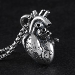 Anatomisches Herz Halskette - Sterling Silber Anatomisches Herz Anhänger - Silberherz