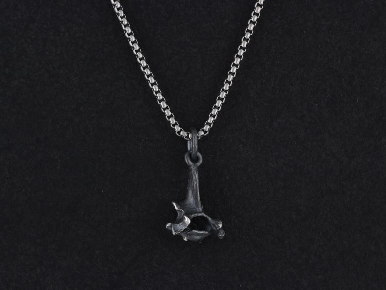 Vertebra Necklace Sterling Silver Squirrel Vertebra Pendant Silver Bone Pendant image 8