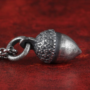 Silver Acorn Necklace - Sterling Silver Acorn Pendant - Cottagecore Jewelry