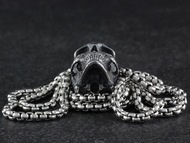 Skull Necklace - Sterling Silver Human Skull Pendant - Fine Skull Jewelry image 10