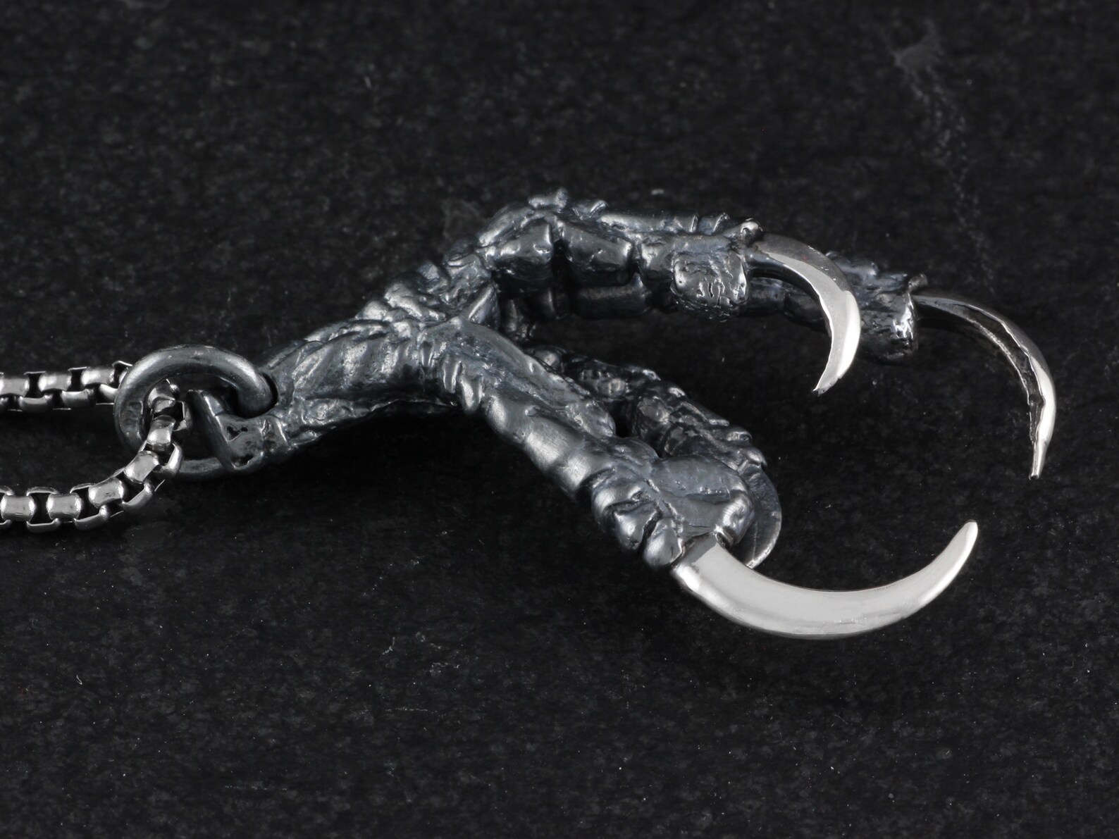 Pack De Joyas Góticas De Dragón EQLEF – Collar, Anillo Ajustable Y Pendiente Con Garra Y Cristal Negro Para Amantes Del Punk