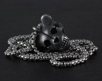 Teddy Bear Skull - Sterling Silver Teddy Bear Skull Necklace - Teddy Bear Necklace