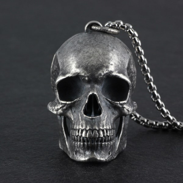 Skull Locket - Sterling Silver Skull Locket - Human Skull Memento Mori Locket