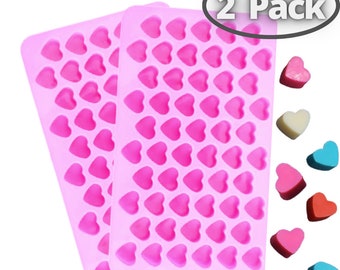 Risai 2-Pack Heart Silicone Mould 55-Cavity Love Hearts for Fondant Baking Chocolate Tray, Soap Epoxy Resin Candle Crayon Wax Melt Moulds