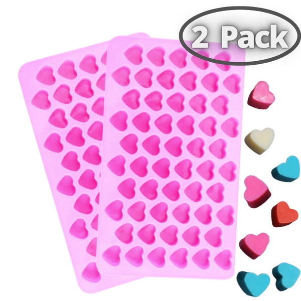 Risai 2-Pack Heart Silicone Mould 55-Cavity Love Hearts for Fondant Baking Chocolate Tray, Soap Epoxy Resin Candle Crayon Wax Melt Moulds