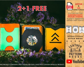 Leather Card Holder PDF Template Bundle: 3-in-1 DIY Patterns (A4 & US Letter)