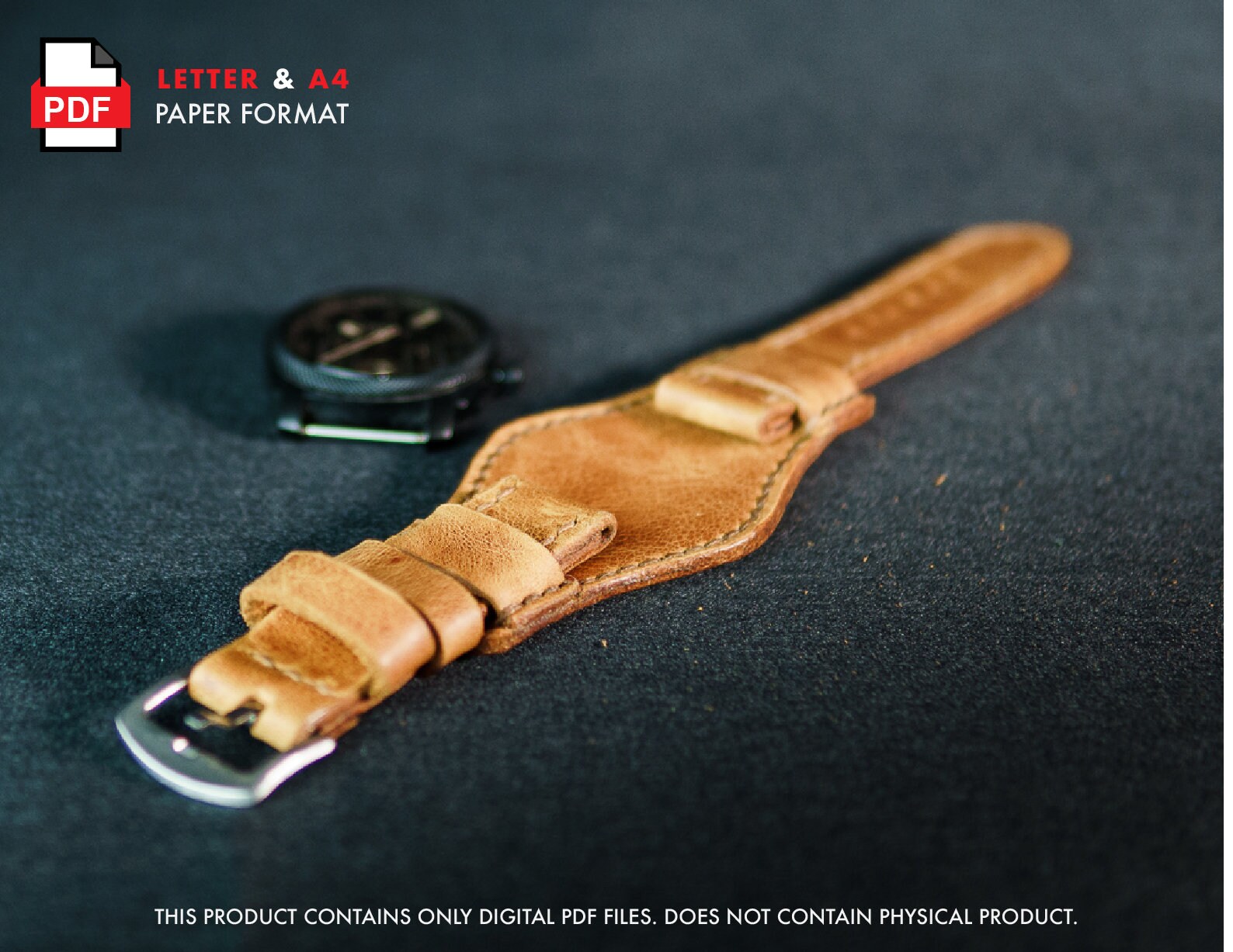 24 Mm Leather Watch Strap PDF Download Leather Crafting A4 Letter Pattern Template - Etsy