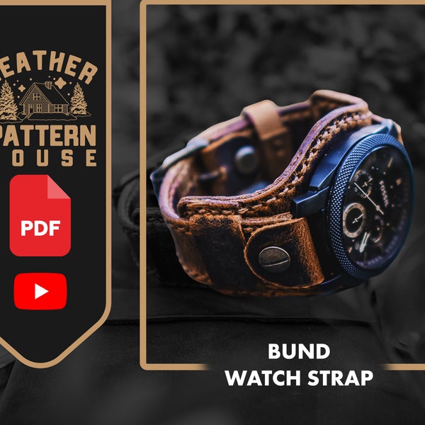 Uhrenarmband Leder Muster 22mm | DIY Uhrenarmband Vorlage PDF | Lederhandarbeit Digital Download