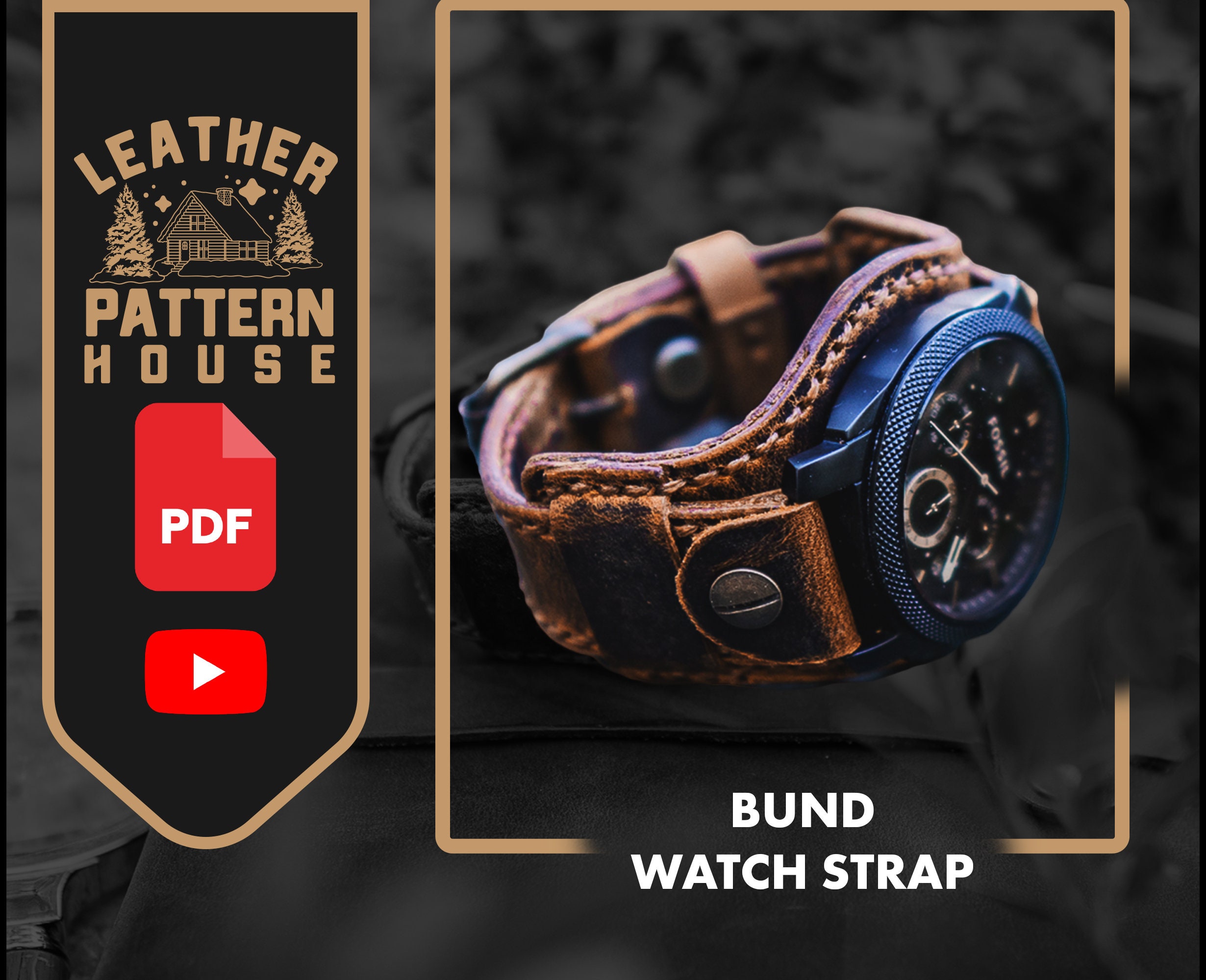 22 mm Leather Watch Strap PDF Download Leather Crafting A4 Letter Pattern Template