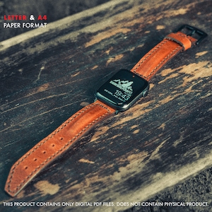 22 Mm Handmade Leather Watch Strap PDF Pattern, A4 Letter Pattern ...