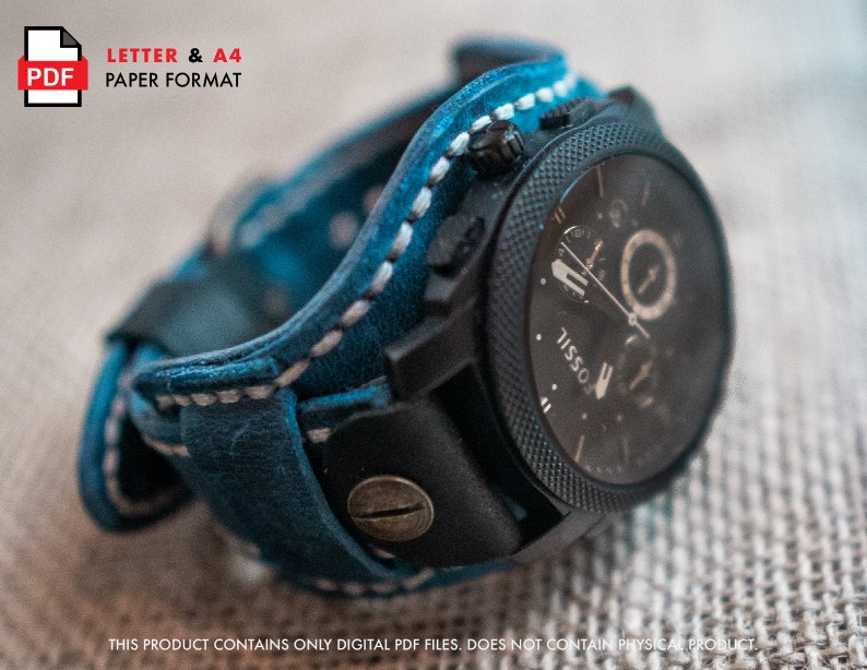 24 mm Leather Watch Strap Pattern PDF – DIY Leather Craft Template A4 ...