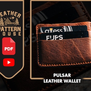 Minimalistischer Leder-Kartenhalter schlanke Brieftasche digitale PDF Vorlage Muster A4 US Letter Größe 10,5x8,2cm