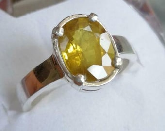 Details about  / 2 Ct Pastel Yellow Sapphire Pukhraj Minimalist 925 Sterling Silver Unisex Ring