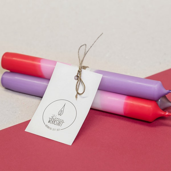 Dip Dye Kerzen NEON / 3er Set / Farbverlauf in Rot, Lila; Pink LIPPENSTIFT - LIPSTICK / Geschenkidee für Designliebhaber