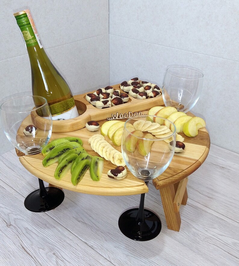 Wooden Wine Table Outdoor Wine Table Portable Wine Bottle Etsy