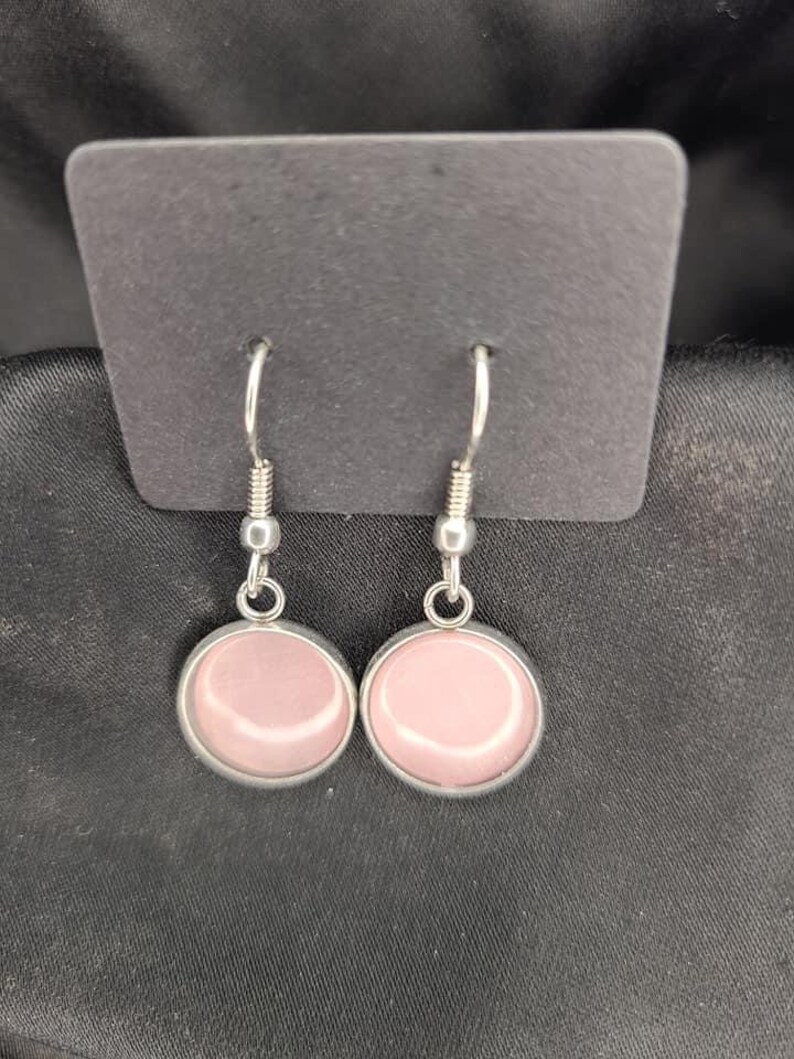 12mm Pink Tiger Eye Hook Earrings