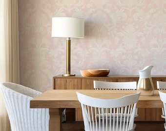 Pink Damask Peel and Stick Wallpaper: Modern Victorian Design